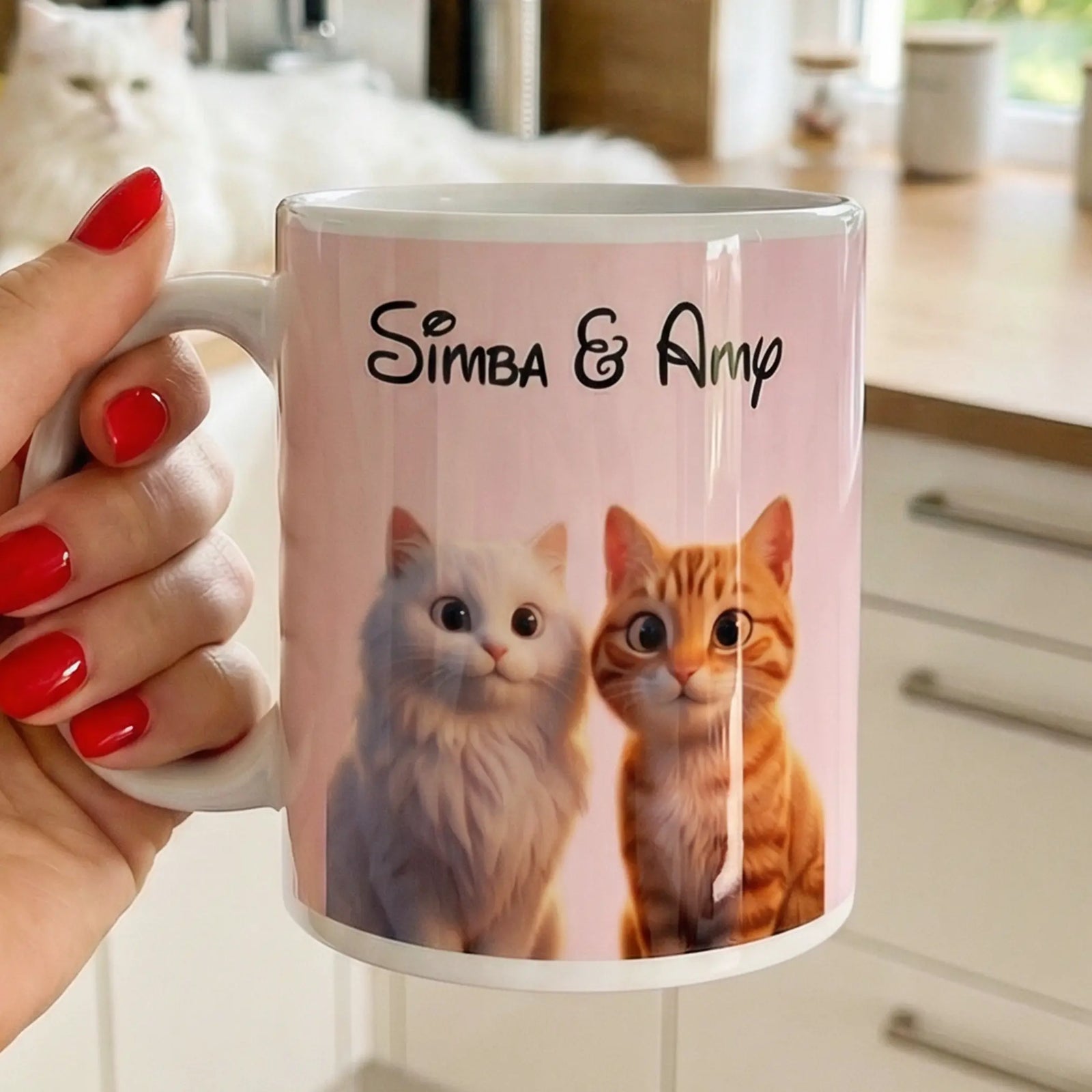 Personalisierte Tasse im süßen 3D Animations-Stil