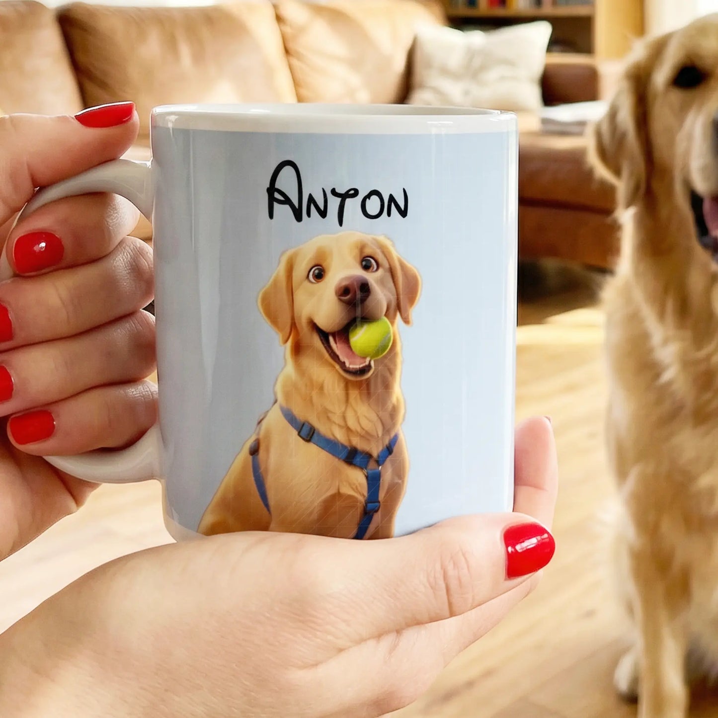 Personalisierte Tasse im süßen 3D Animations-Stil