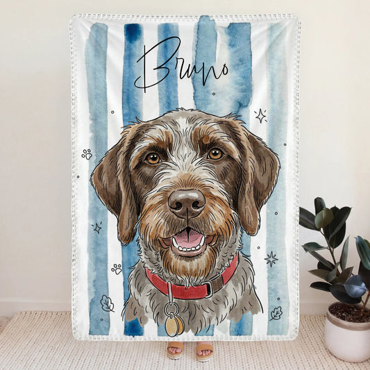 Personalisierte Decke im süßen Aquarellstil mit eigenem Hund - Decke