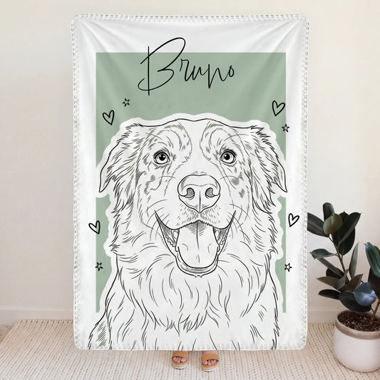 Personalisierte Decke für Hundebesitzer im Minimal Line Drawing Style mit eigenem Bild - Decke